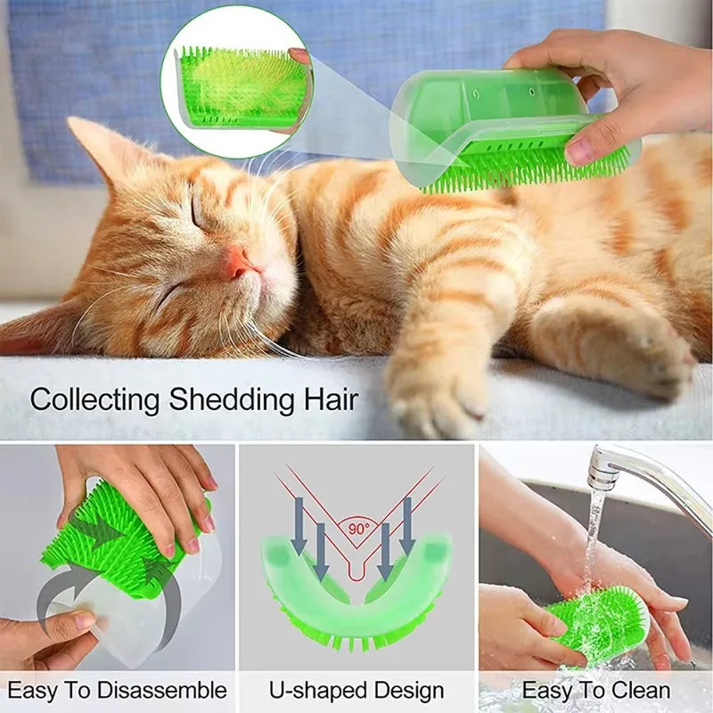 Pet Cat Corner Scrubber Massager – Self-Grooming Brush & Scratcher for Cats 🐱🖐️