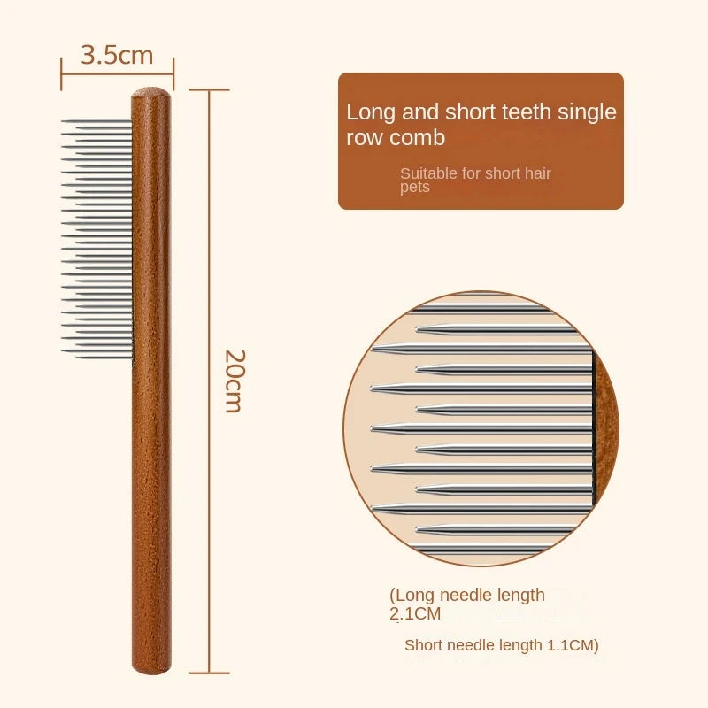 Stainless Steel Wooden Comb Pet Hair Remover