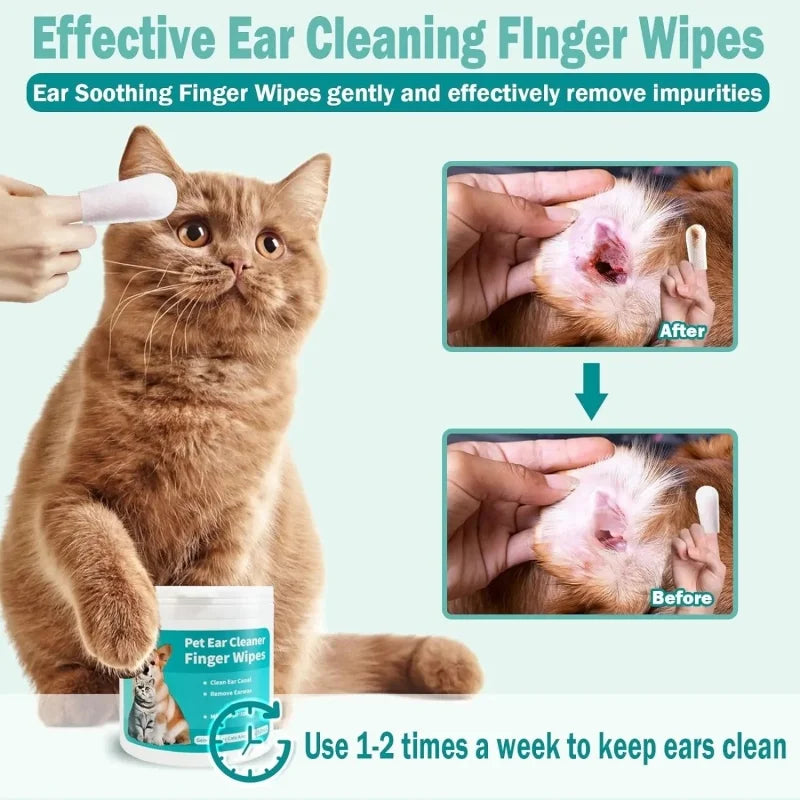 Pet Ear Cleaning Wipes Disposable Ear Care Finger Cover Convenient And Dirty Hand Ear Mite Ear Mite And Dogs Cleaning Wipes