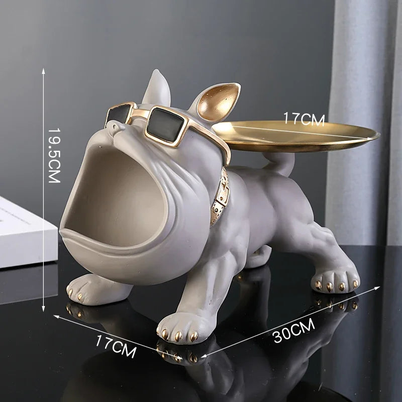 Bulldog Figurine Dog Statue Storage Box Home Decor