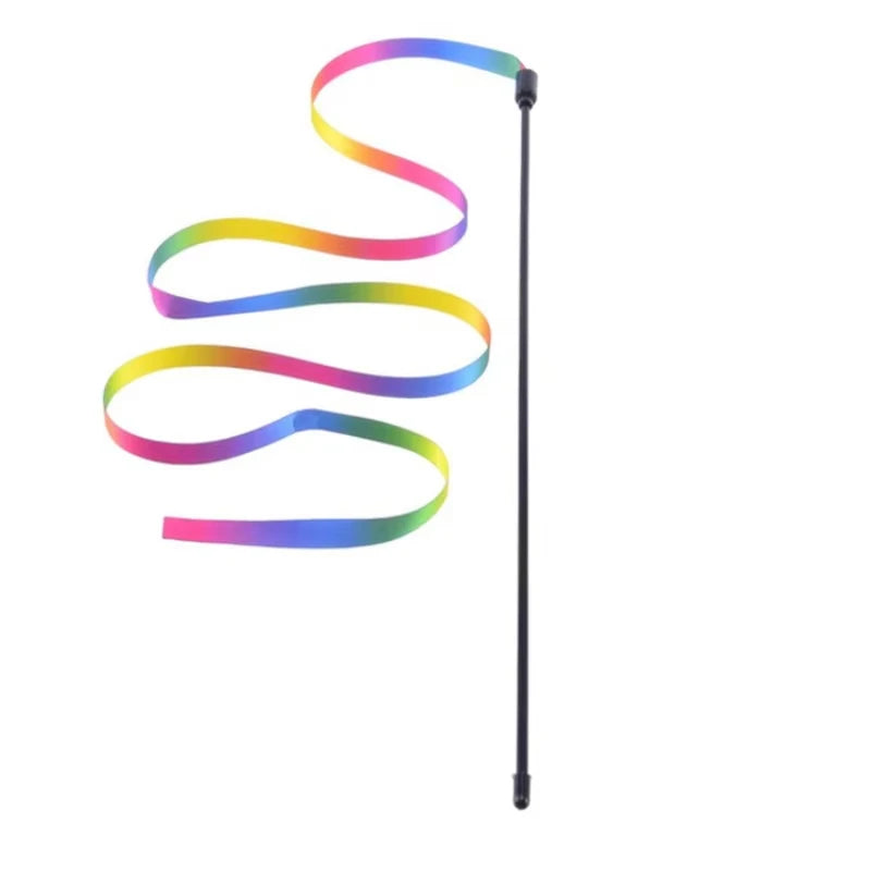 Rainbow Strip Cat Teaser Wand – Interactive & Fun Playtime Toy for Cats 🐾🌈