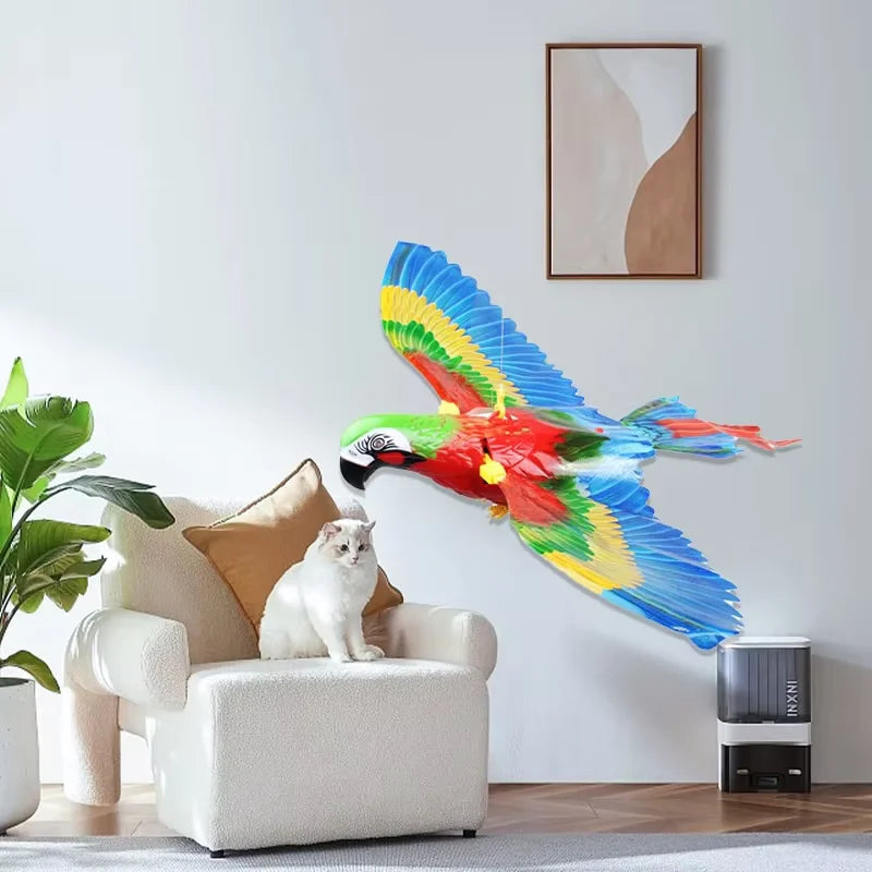 Silent Electric Parrot Toy for Cats – Interactive Hanging Flying Bird Teaser 🦜🐱