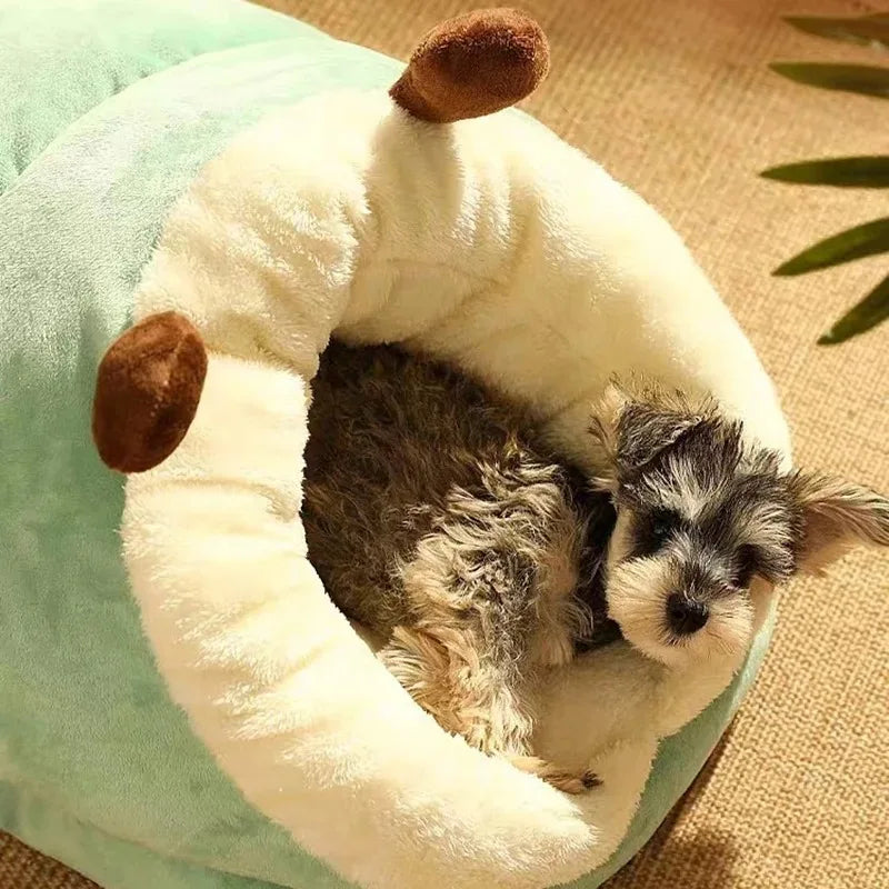 Warm Small Dog Kennel Bed – Cute Slipper-Shaped Foldable Pet House for Cats & Dogs 🐾🛏️