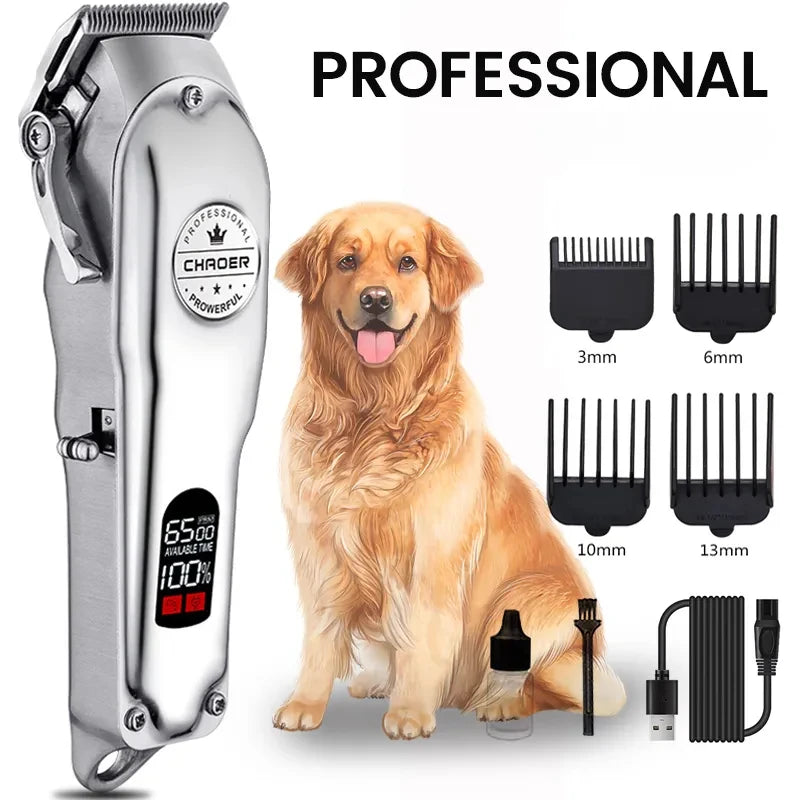 Professional AllMetal Dog Hair Clipper – Rechargeable Low-Noise Pet Trimmer for Dogs & Cats ✂️🐾