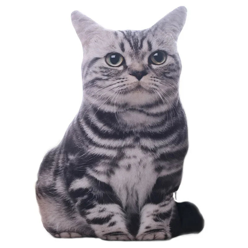 3D Simulation Washable Pet Cats Plush Pillow