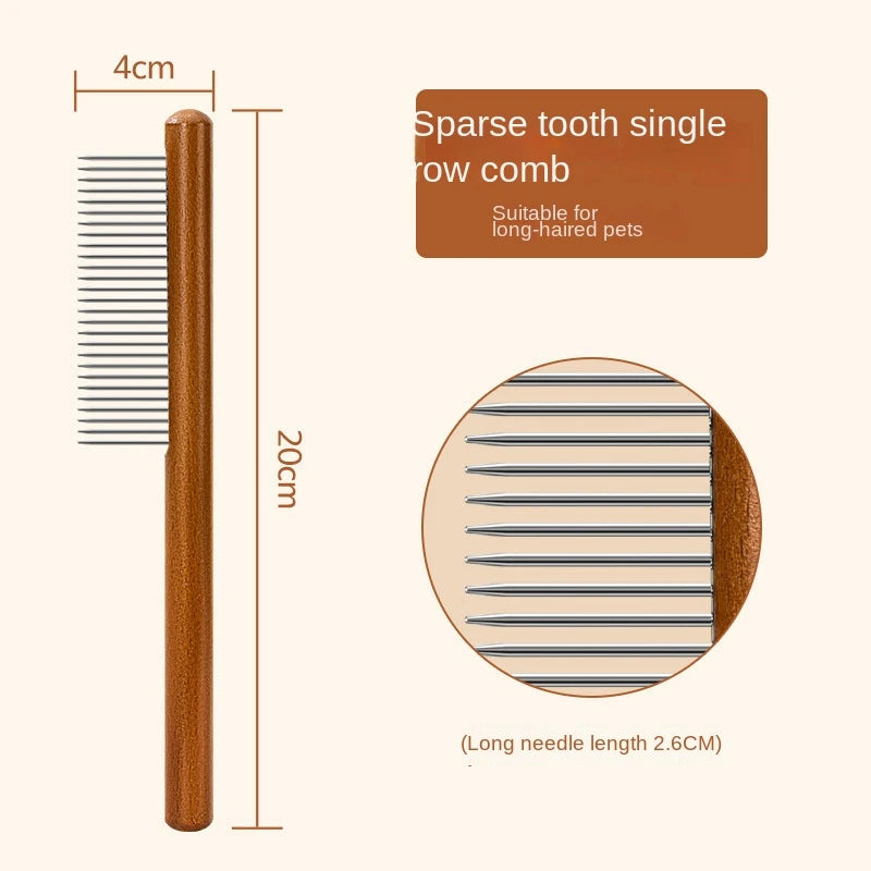 Stainless Steel Wooden Comb Pet Hair Remover