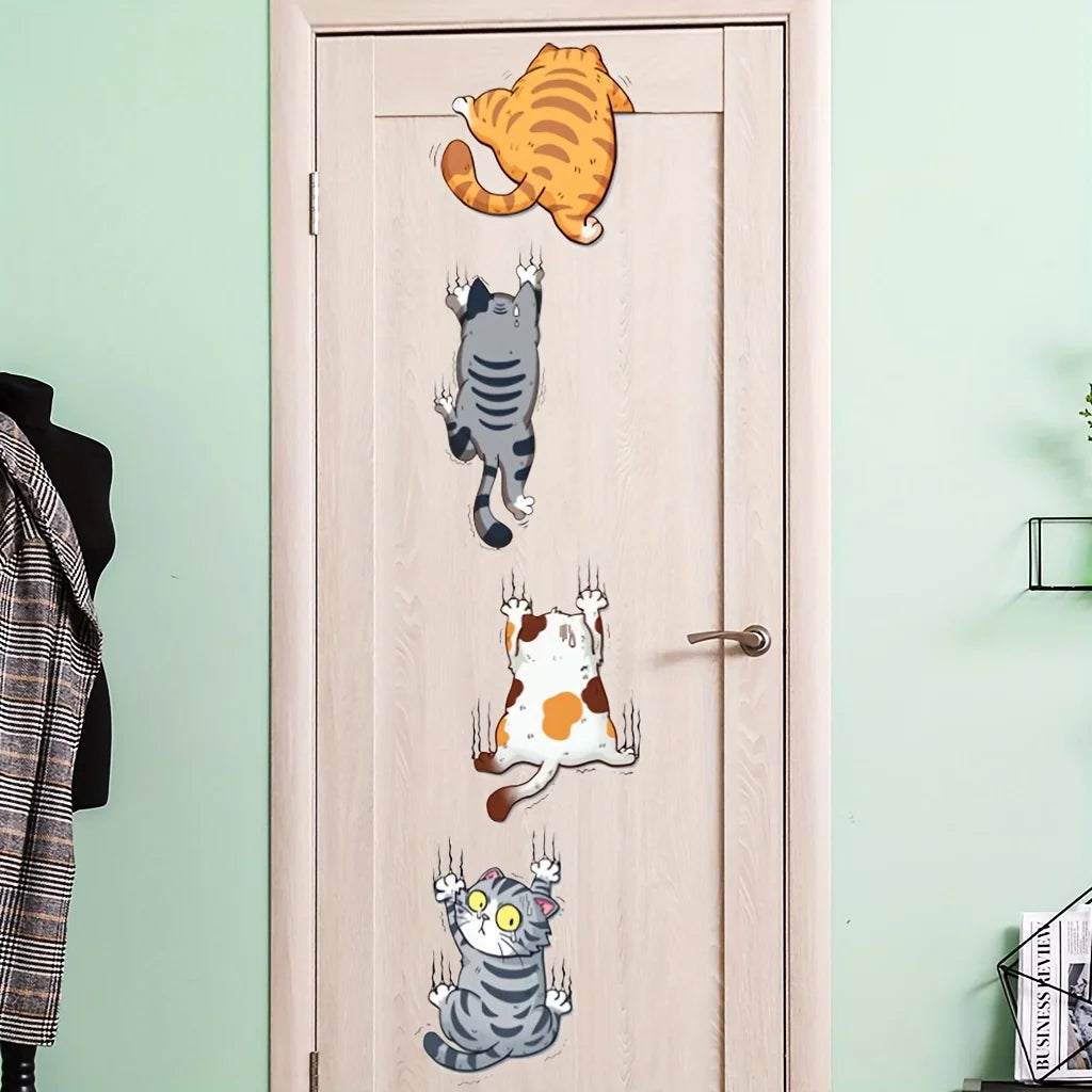 Cartoon Climbing Cat Lucky Cat Wall Stickers