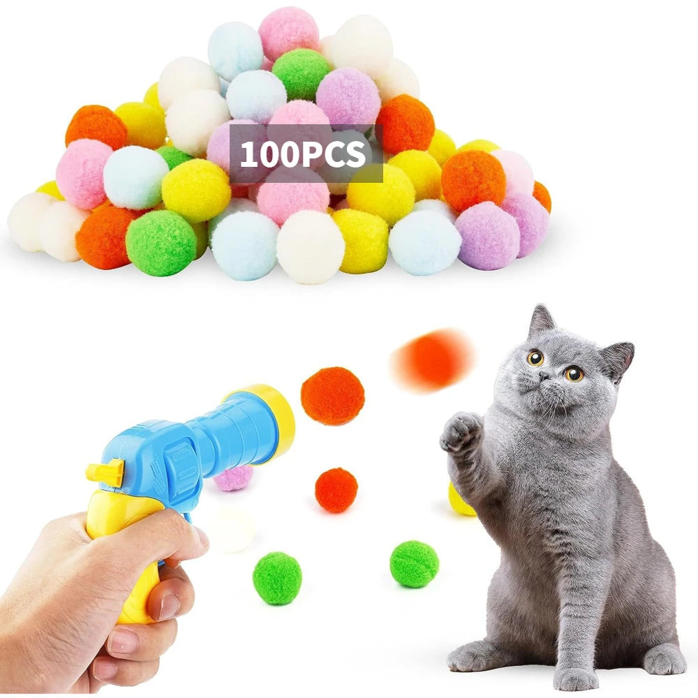 Plush Ball Shooting Gun – Interactive Cat Toy for Indoor Play 🎯🐾