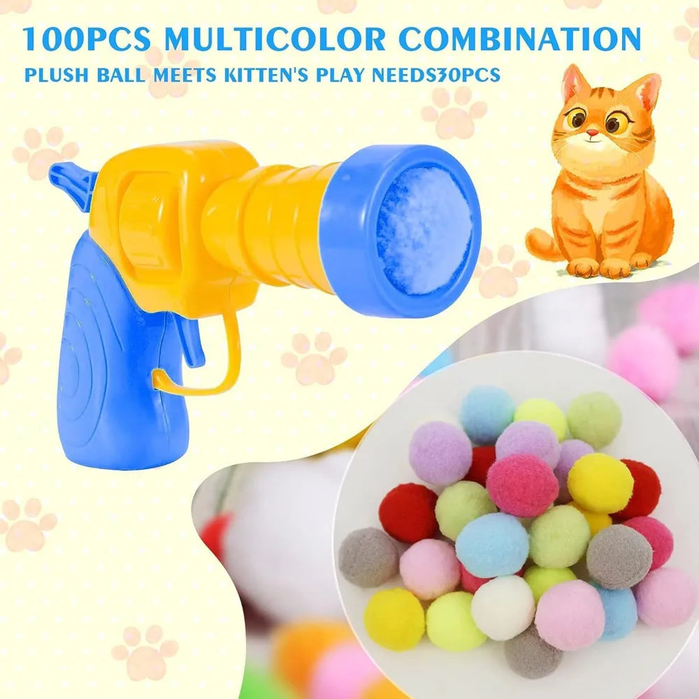 Plush Ball Shooting Gun – Interactive Cat Toy for Indoor Play 🎯🐾