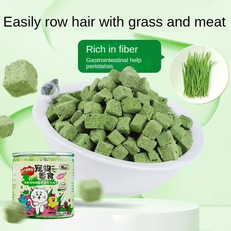 reeze-Dried Cat Grass Tablets – Hairball Control & Digestive Health Treats for Cats 🐱