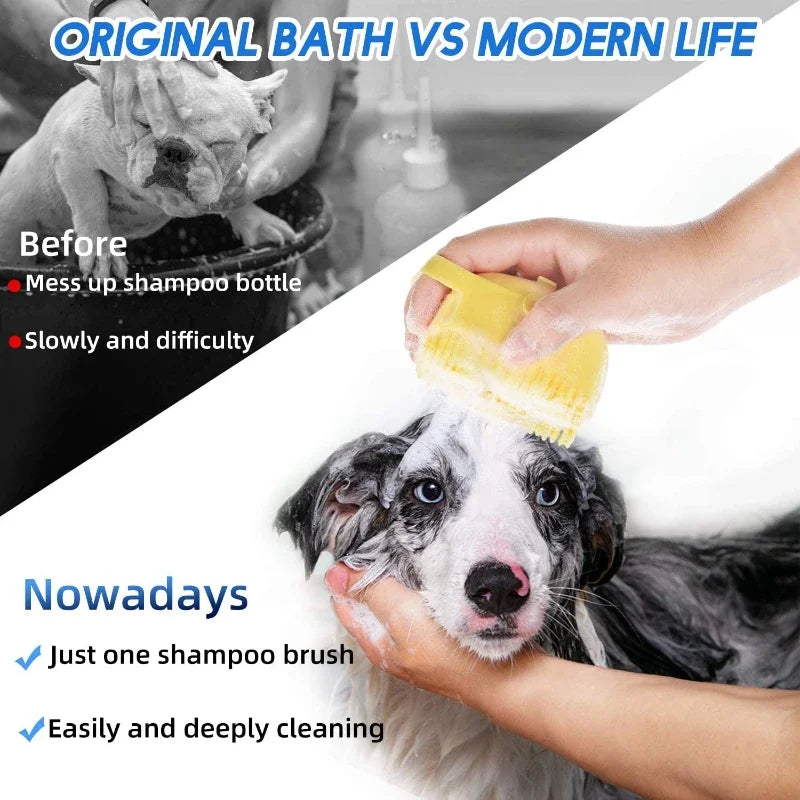 Pet Dog Shampoo Brush – 2.7oz (80ml) Soft Silicone Grooming Scrubber for Bathing & Massage 🐾🛁