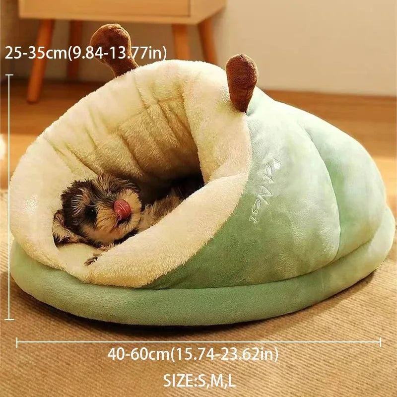 Warm Small Dog Kennel Bed – Cute Slipper-Shaped Foldable Pet House for Cats & Dogs 🐾🛏️