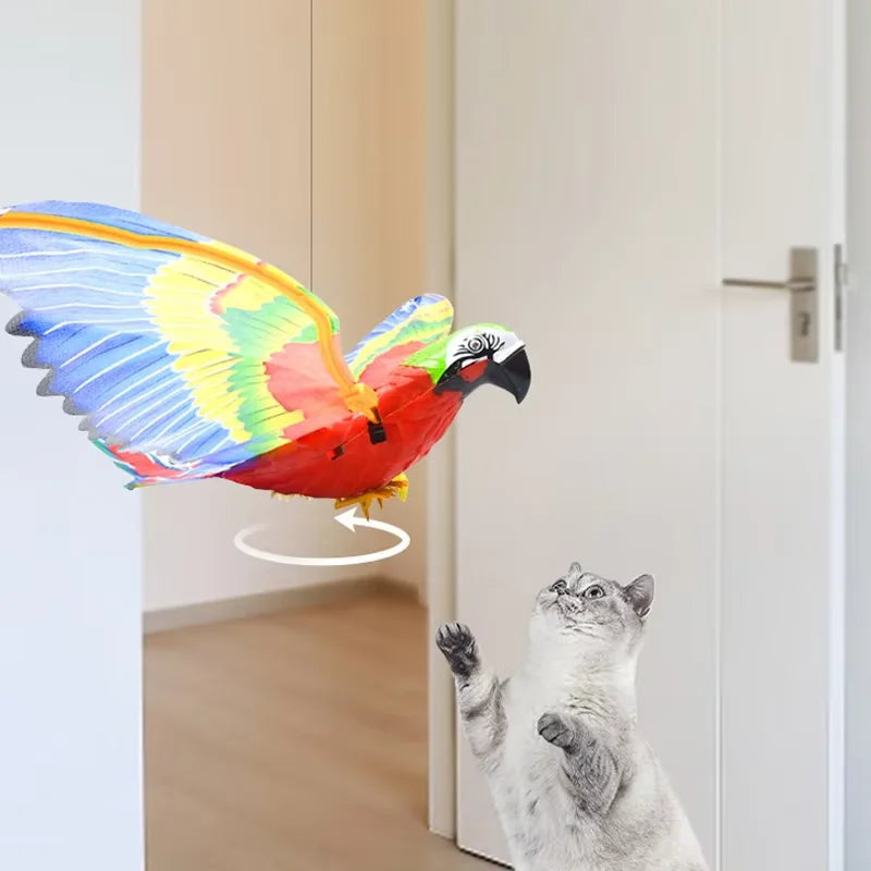 Silent Electric Parrot Toy for Cats – Interactive Hanging Flying Bird Teaser 🦜🐱