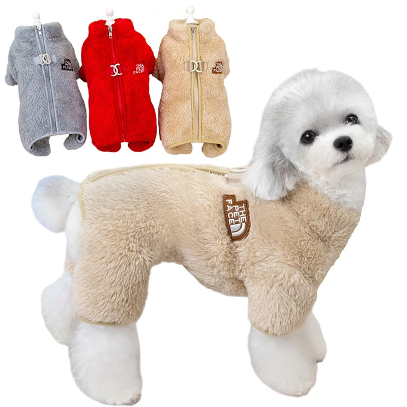 Winter Dog Jumpsuit – Warm Zipper Pet Jacket Overalls for Small Dogs & Cats 🐶❄️