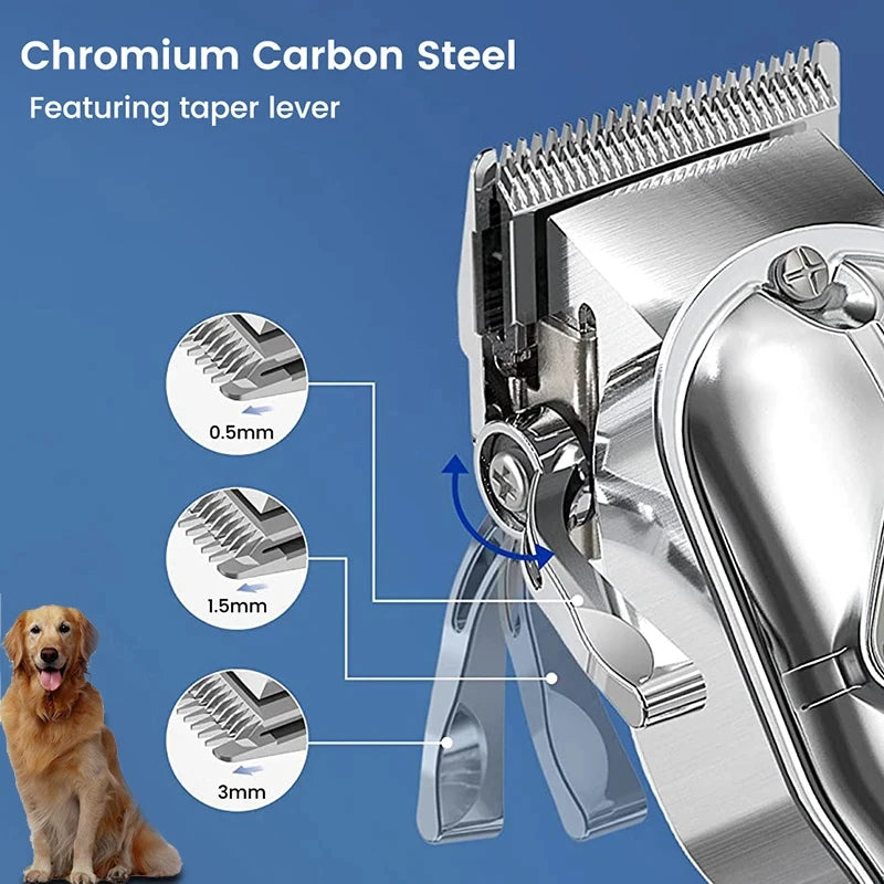 Professional AllMetal Dog Hair Clipper – Rechargeable Low-Noise Pet Trimmer for Dogs & Cats ✂️🐾