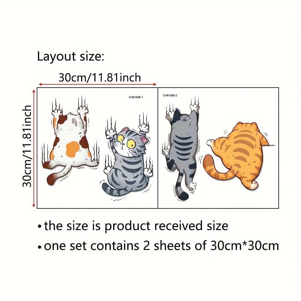 Cartoon Climbing Cat Lucky Cat Wall Stickers