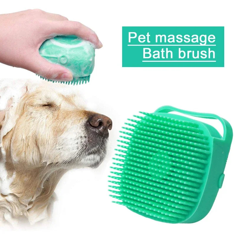 Pet Dog Shampoo Brush – 2.7oz (80ml) Soft Silicone Grooming Scrubber for Bathing & Massage 🐾🛁