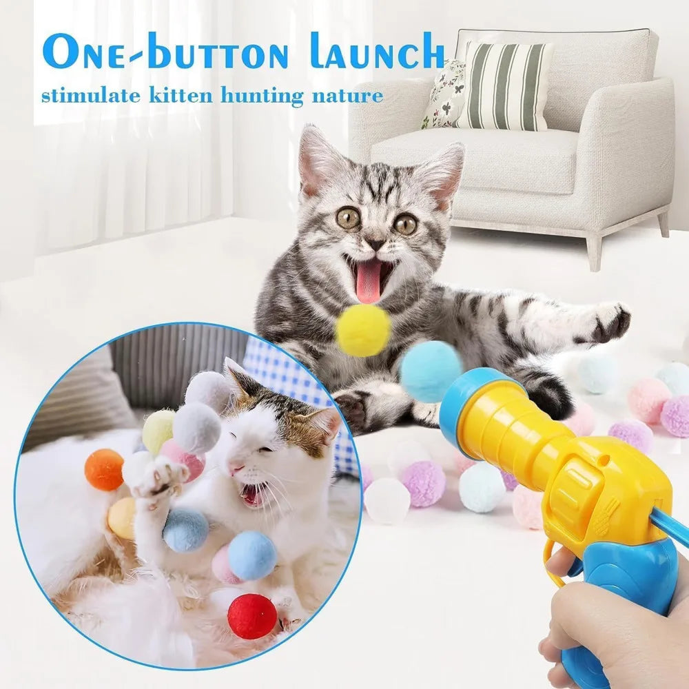 Plush Ball Shooting Gun – Interactive Cat Toy for Indoor Play 🎯🐾