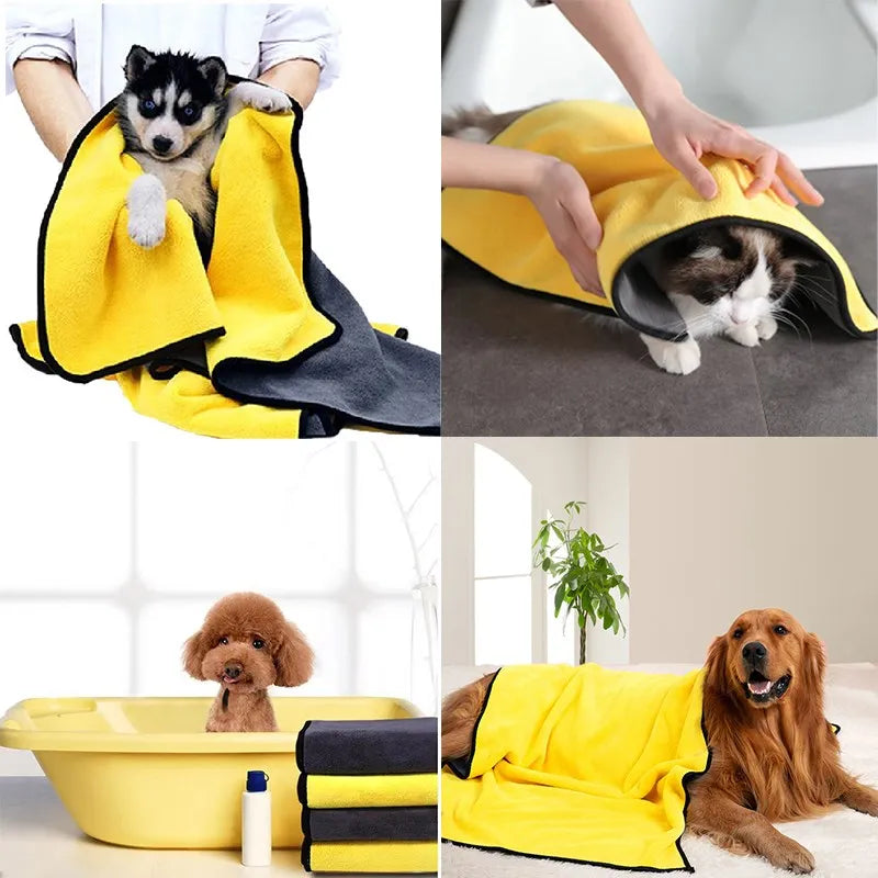 Quick-Drying Dog & Cat Towels – Ultra-Absorbent Soft Fiber Pet Bath Towel 🐶🐱🛁