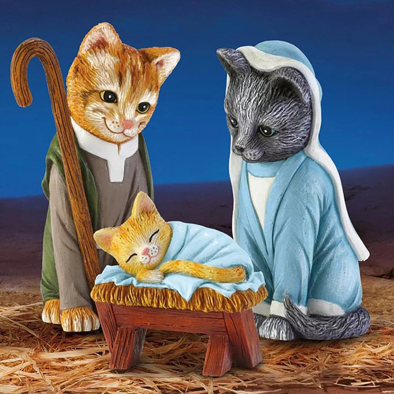 Nativity Royal Cats Christmas Decoration Resin Crafts