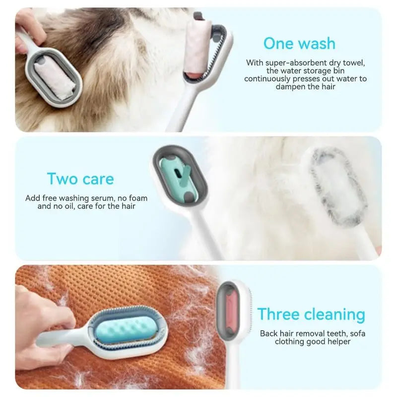 4-in-1 Pet Grooming Brush with Water Tank