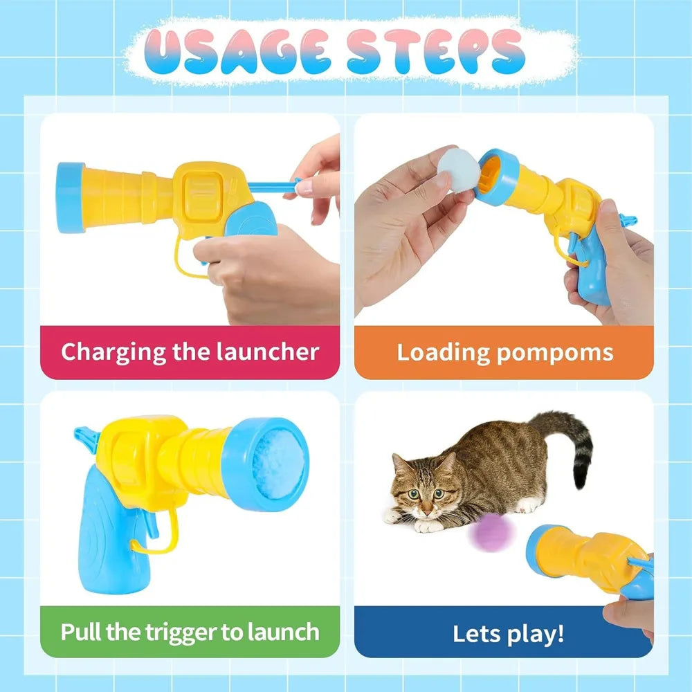 Plush Ball Shooting Gun – Interactive Cat Toy for Indoor Play 🎯🐾