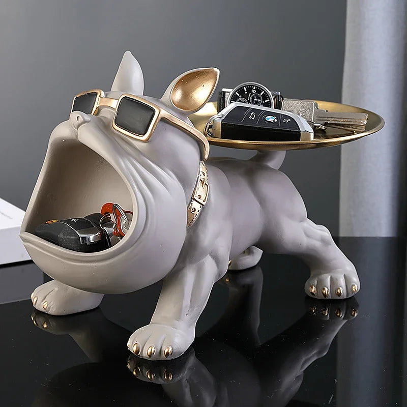 Bulldog Figurine Dog Statue Storage Box Home Decor