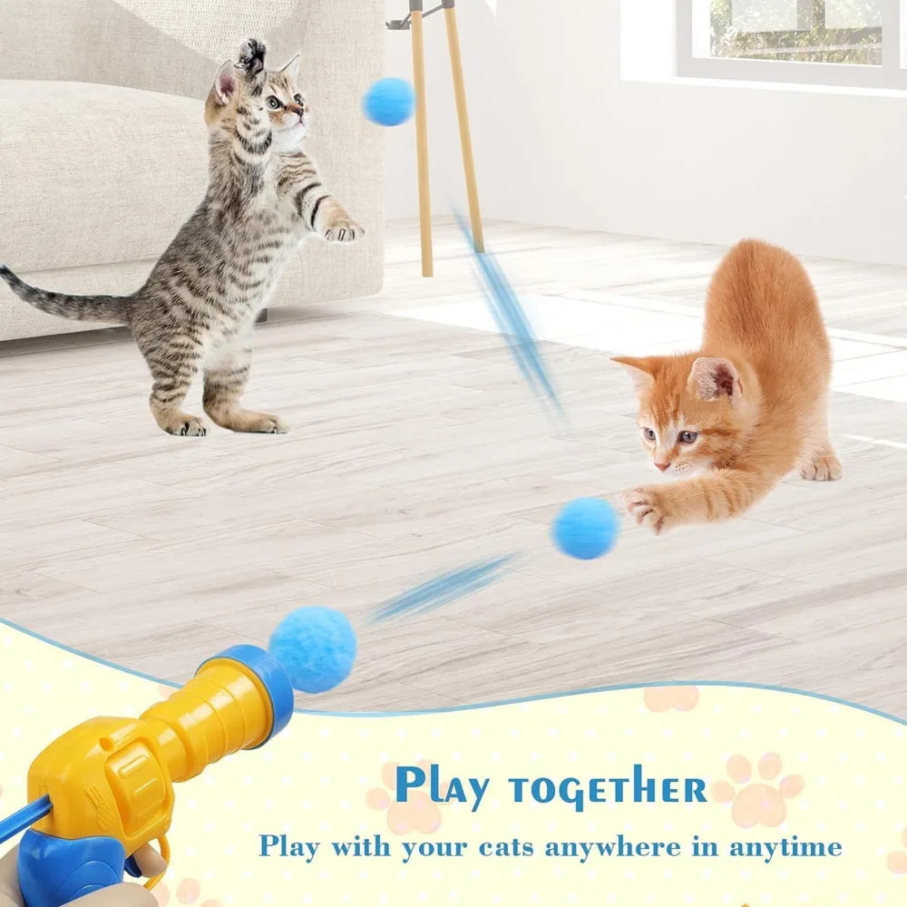 Plush Ball Shooting Gun – Interactive Cat Toy for Indoor Play 🎯🐾