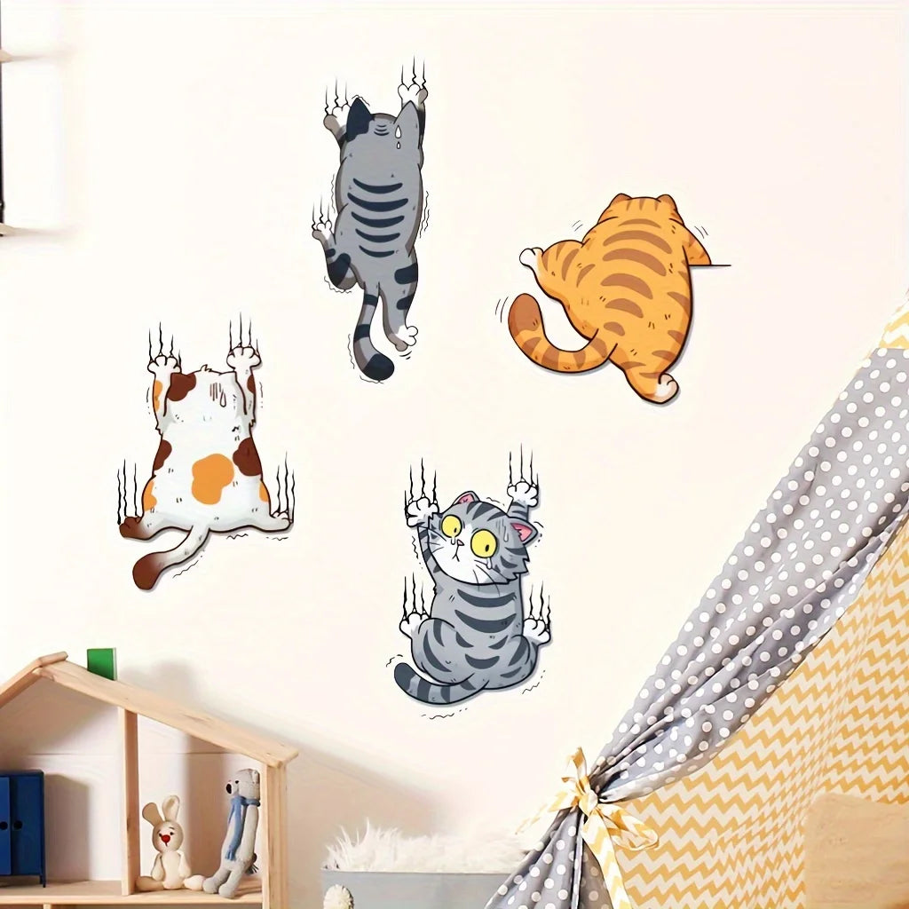 Cartoon Climbing Cat Lucky Cat Wall Stickers