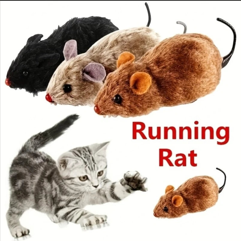 1Pc Funny Lifelike Plush Mouse Running Rat Toy