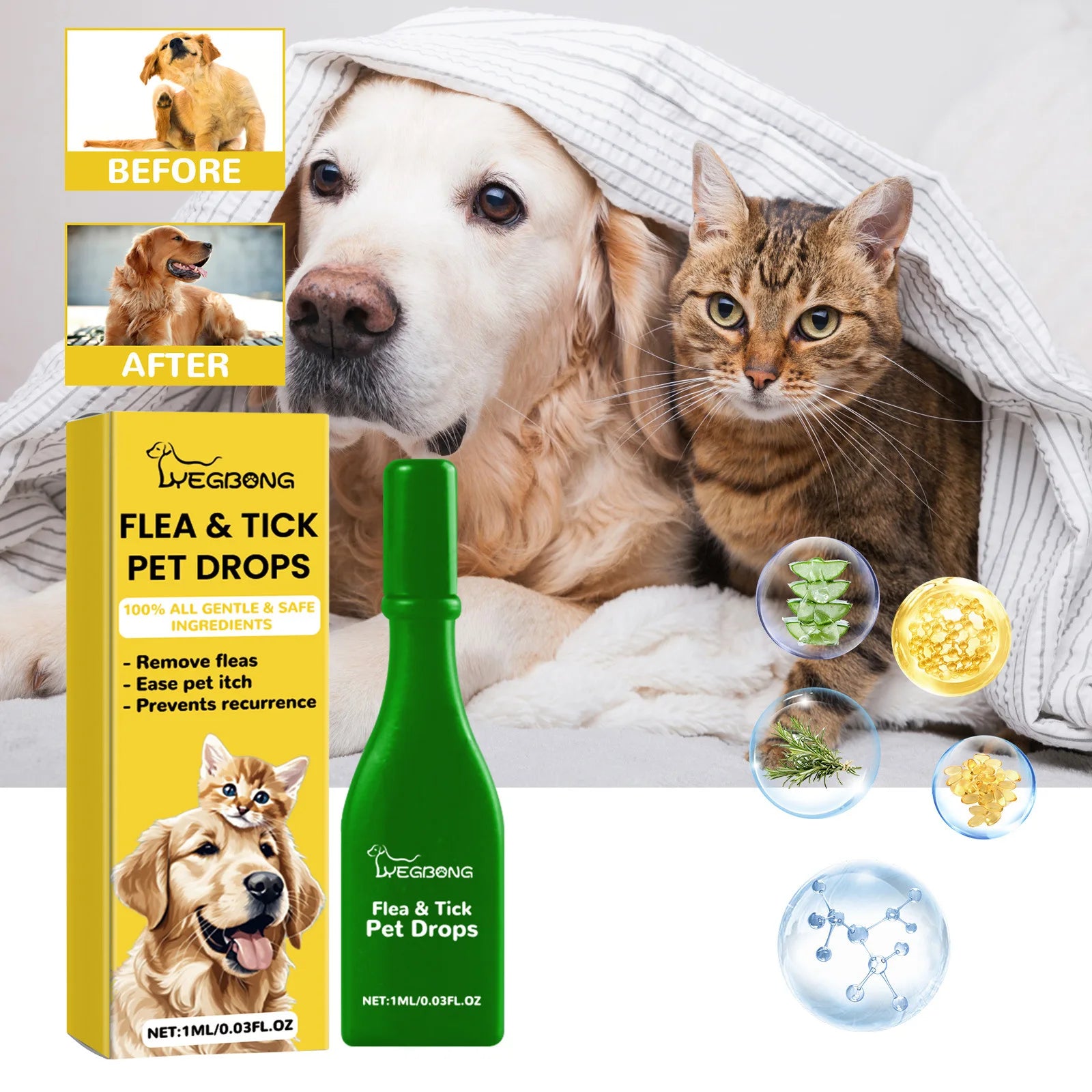 Pet Insect Repellent Drops – Flea & Tick Protection for Cats & Dogs 🐾🦟