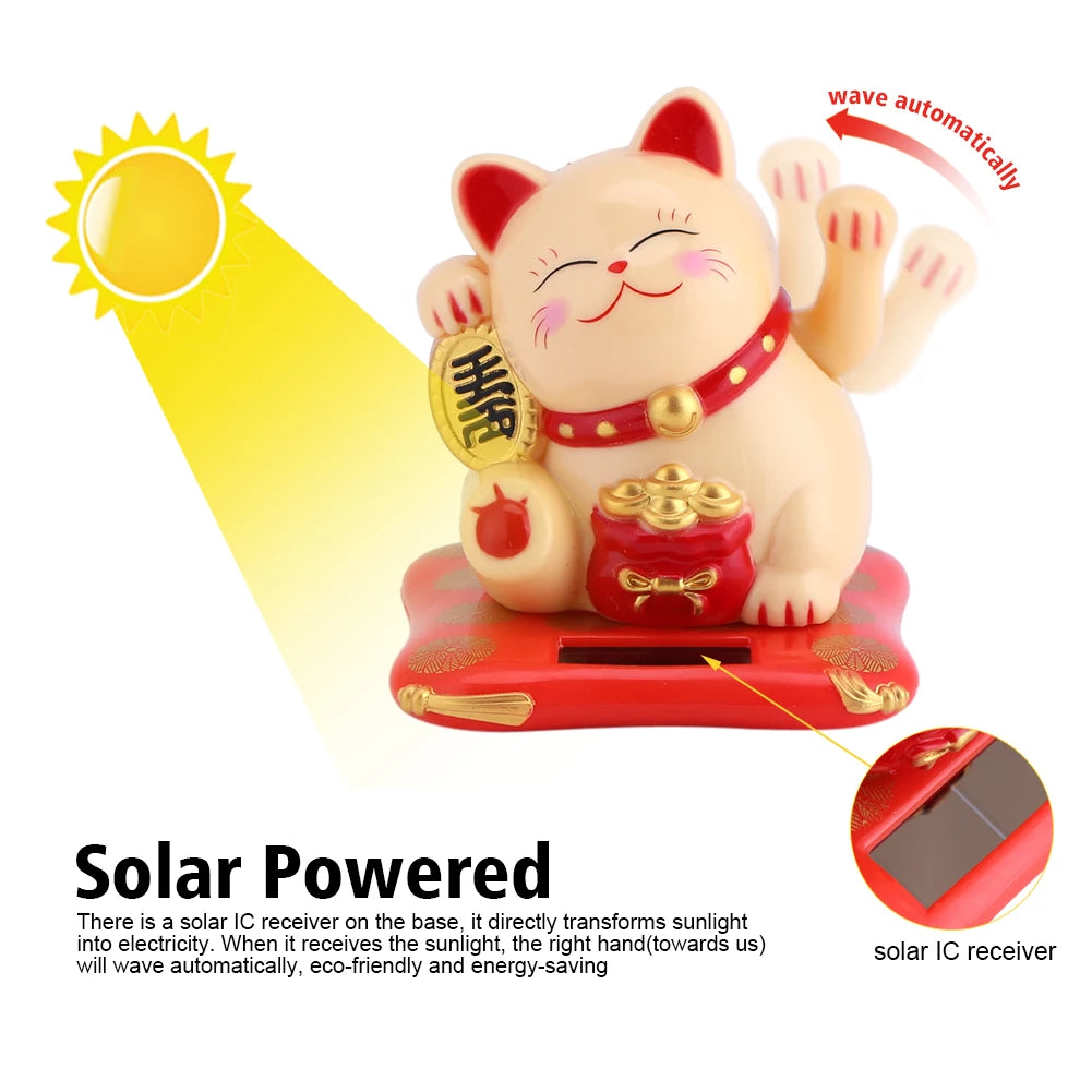 Wealth Welcoming Solar Powered Cute Waving Cat Good Luck