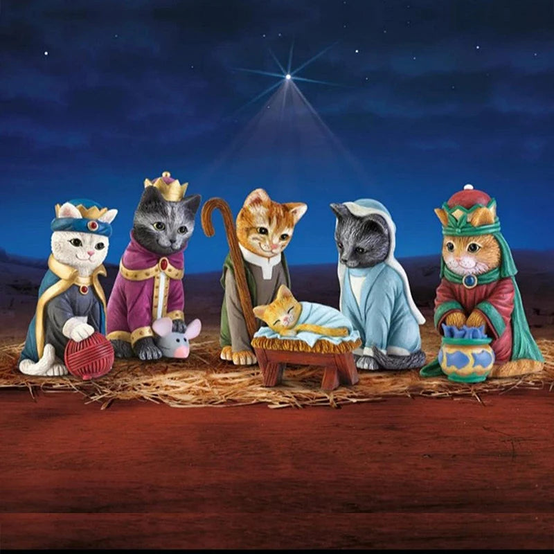 Nativity Royal Cats Christmas Decoration Resin Crafts