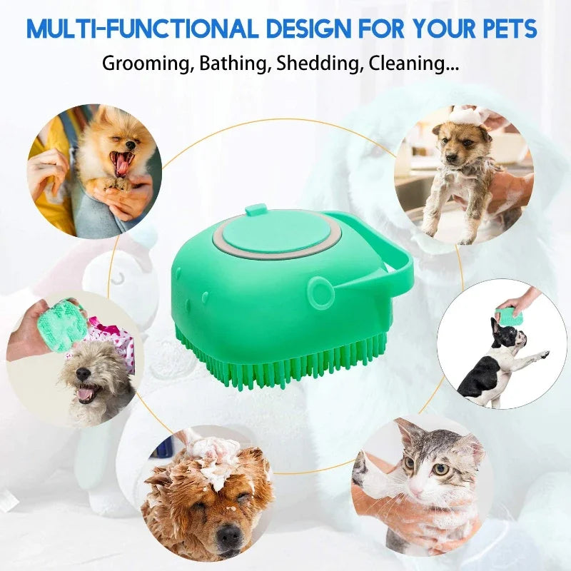 Pet Dog Shampoo Brush – 2.7oz (80ml) Soft Silicone Grooming Scrubber for Bathing & Massage 🐾🛁